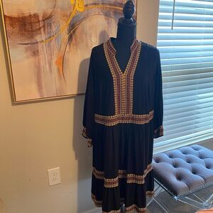 Signature by Robbie Bee Black Dress with Colorful Trim